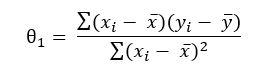 فرمول محاسبه تتا یک در رگرسیون خطی ساده 